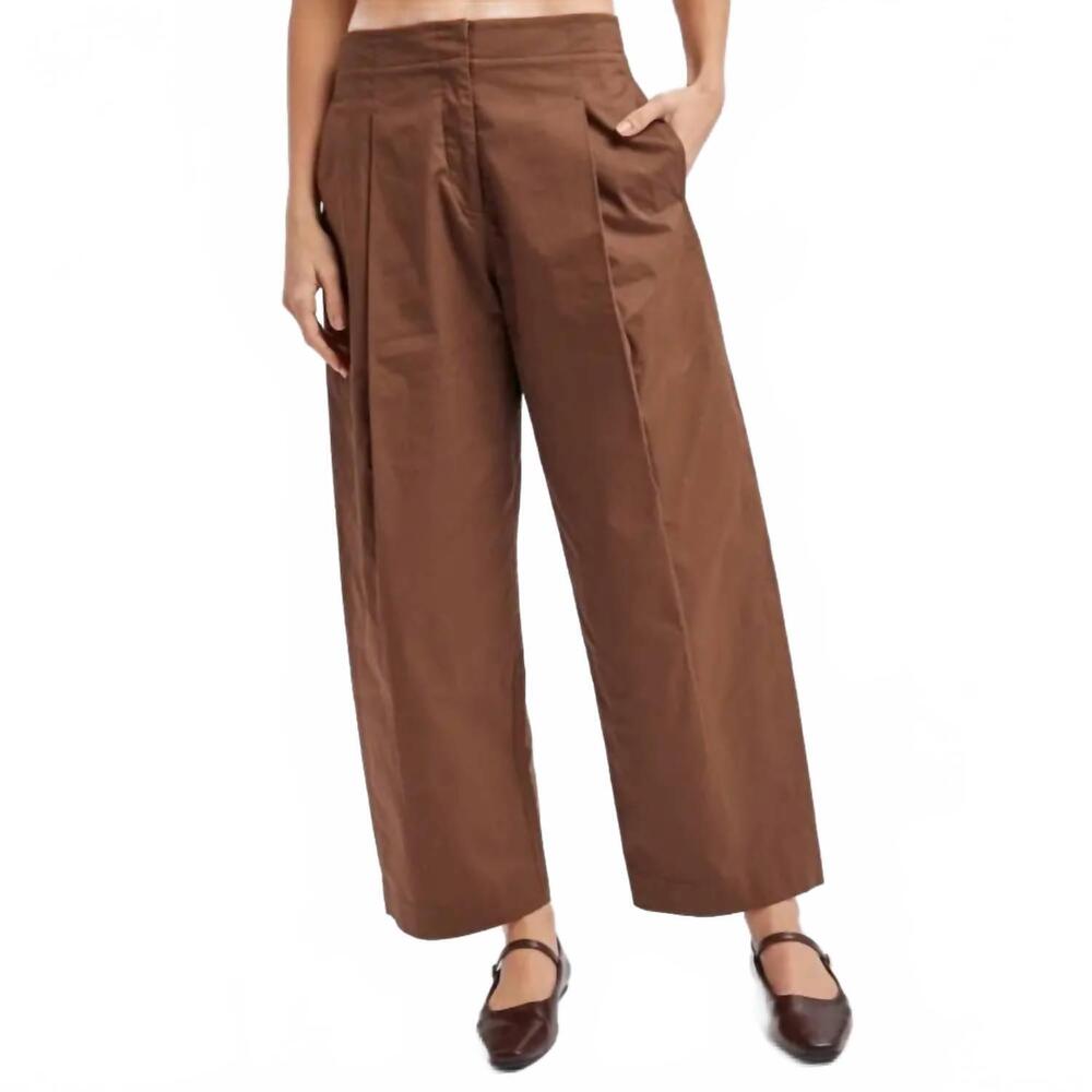 NEW STYLE USA pleated barrel pants in brown